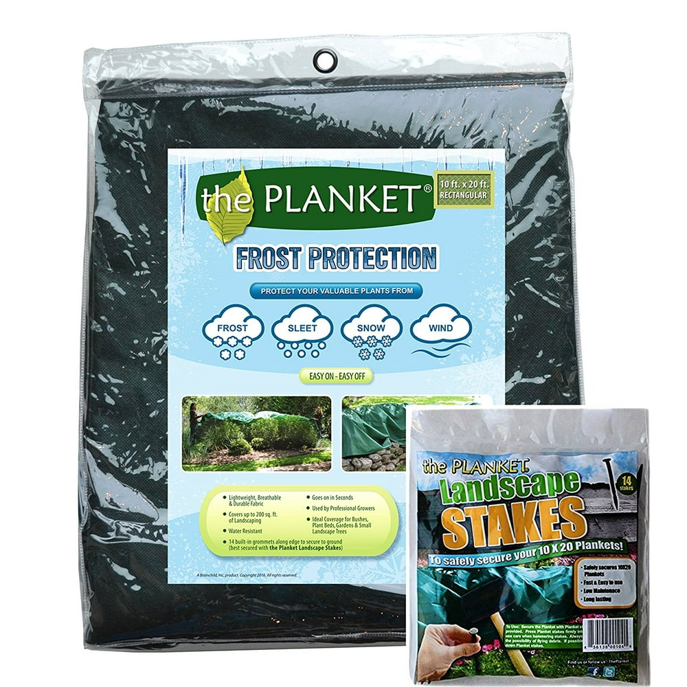 Planket Plant Frost Protection Cover Kit, 10x20 ft Planket + 14