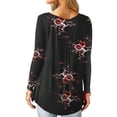 thumbnail image 4 of GORHGORH Women's Floral Print Round Neck Long Sleeve Button Casual Tunic T-Shirt Tops, 4 of 4