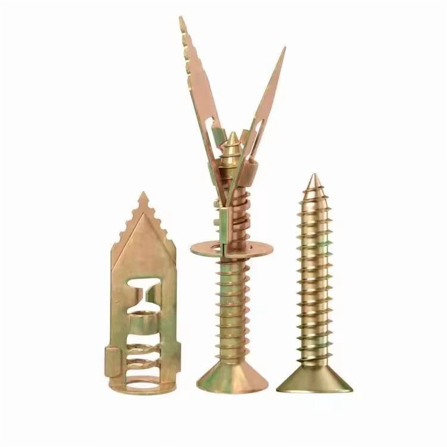120pcs Self Drilling Drywall Anchors with Screws Kit, Zinc Plated Steel Ancors and Screws for Heavy Duty Cabinets, Shelves, Furniture, No Need to Drill Holes in Wall (3 Sizes)