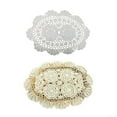 thumbnail image 4 of UHUSE Oval Placemat Vintage Hand Crochet Cotton Lace Doilies Floral 25 * 35cm, 4 of 4