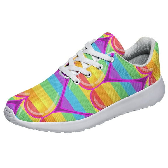 Rainbow Pride Shoes Men Women Fashion LGBT Sneakers Adult Lightweight Breathable Running Shoes White Size 3.5