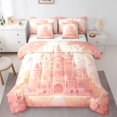 thumbnail image 1 of YST Girly Castle Bed In A Bag 7 Piece Queen Romantic Castle Comforter Set,Dreamy Garden Flowers Bedding Sets Rainbow Butterfly Roses Floral Sheet Set with Comforter Princess Palace Room Decor, 1 of 5