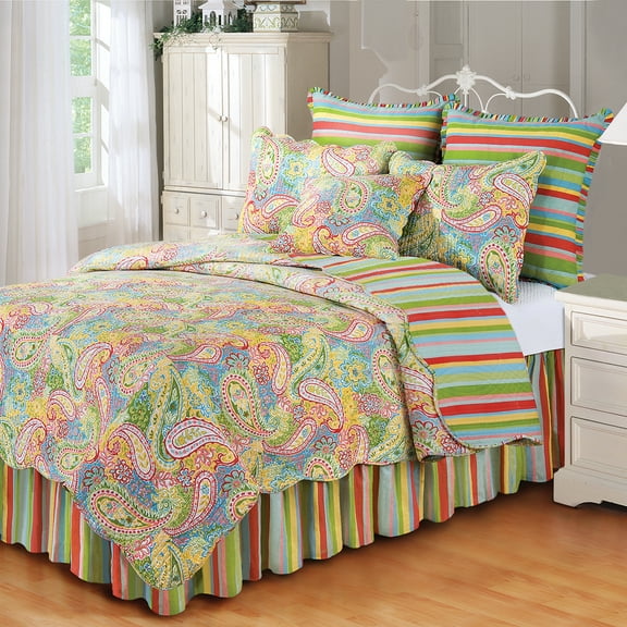 Bright Paisley Twin Quilt