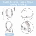 thumbnail image 2 of 16Pcs Zirconia Huggie Hoop Earring Findings Platinum Round Huggie Earring with Loop Brass Leverback Earrings French Hook Earrings for DIY Jewelry Making Silver, 2 of 9
