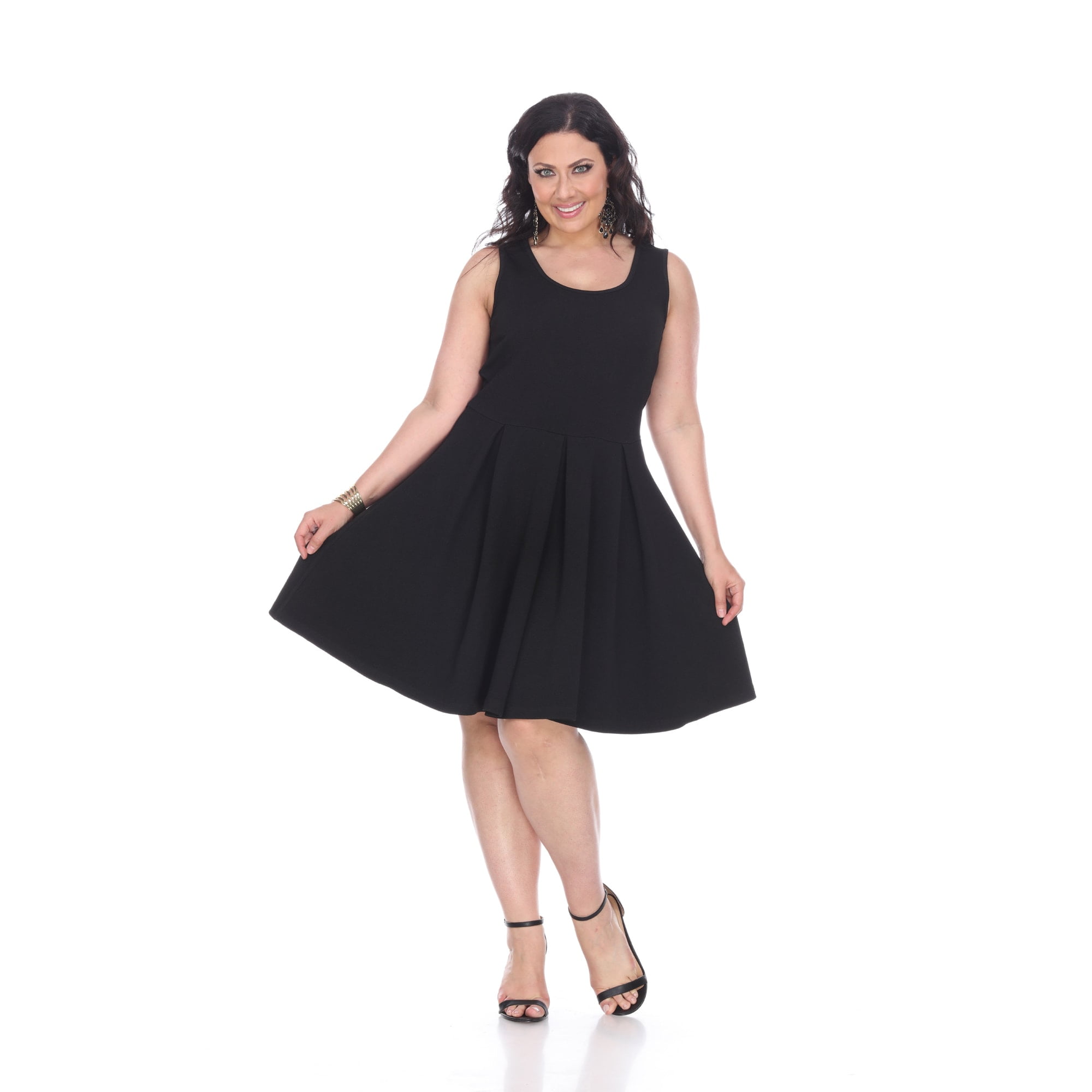 White Mark Women's Plus Size Crystal Fit and Flare Dress