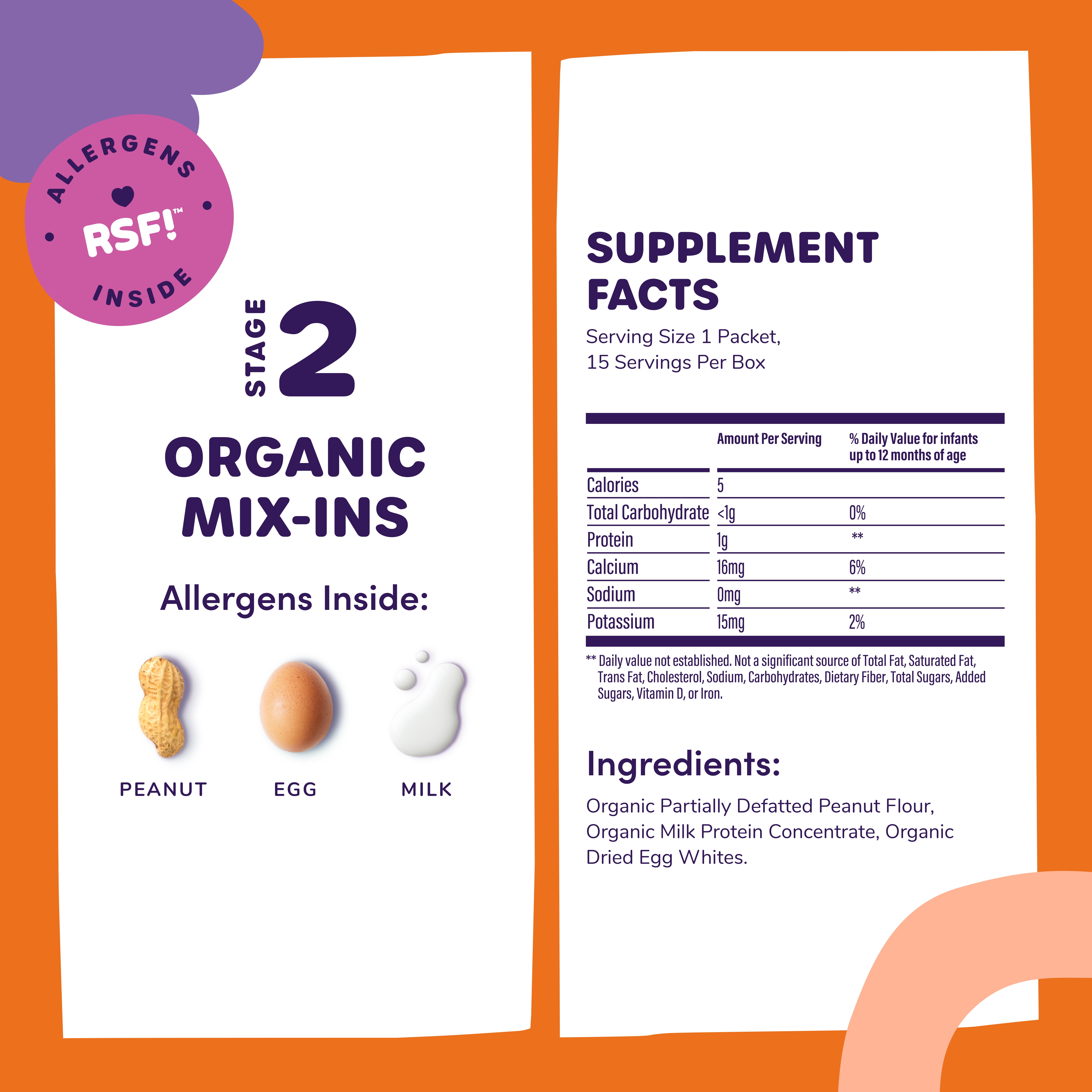 Ready, Set, Food! Organic Early Allergen Introduction Mix-Ins, 4+ Months, Stage 2 15 Day, Unflavored