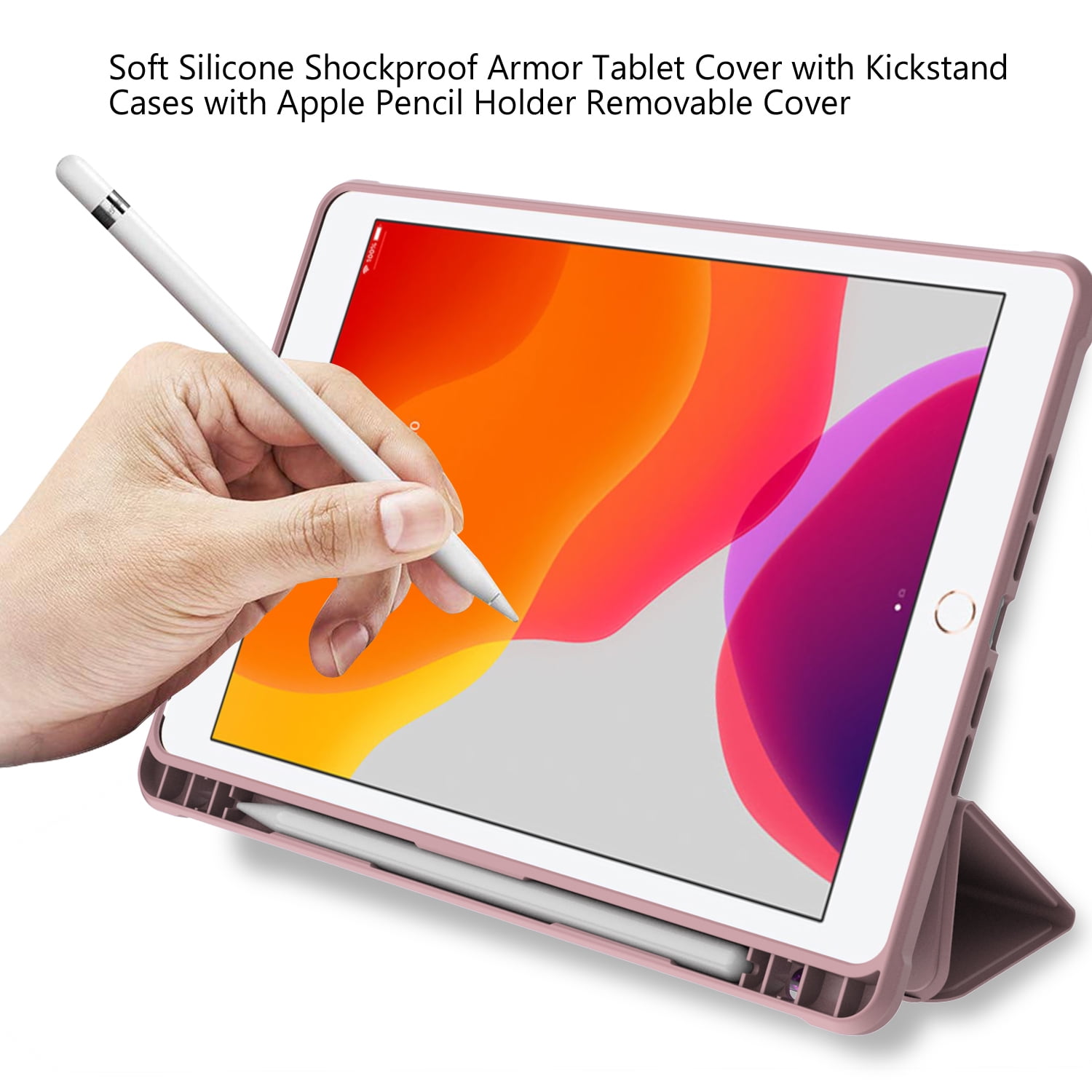 Allytech iPad Case 9th 8th 7th Generation, iPad 10.2 Case 2021/2020/2019, Trifold Stand Bling Glitter Sparkly Shockproof Protective Case Cover Shell for Apple iPa 10.2-inch 9th 8th 7th Gen - Rosegold