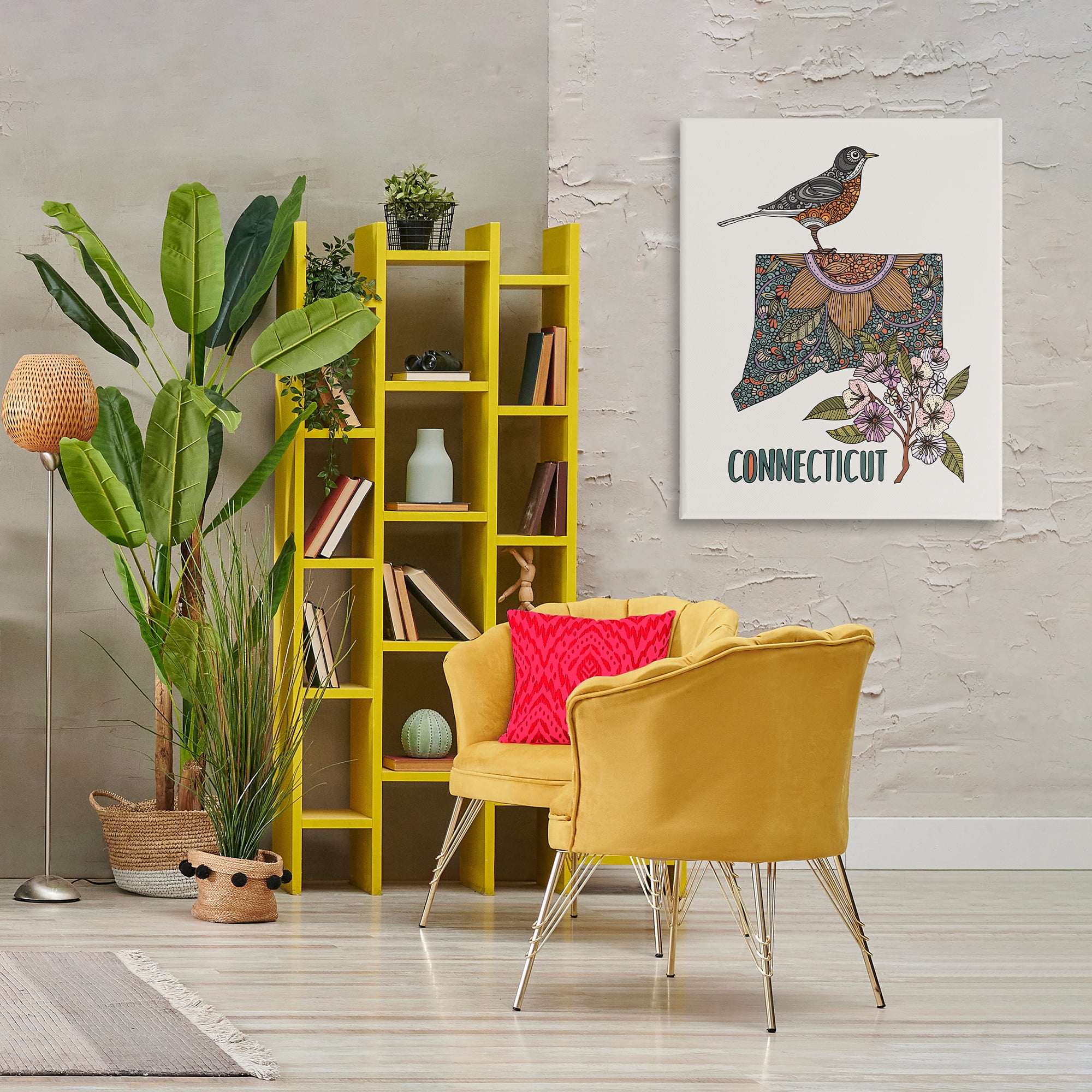 Stupell Industries Floral Connecticut State Botanical & Floral Painting Gallery Wrapped Canvas Art Print Wall Art, 30 x 40