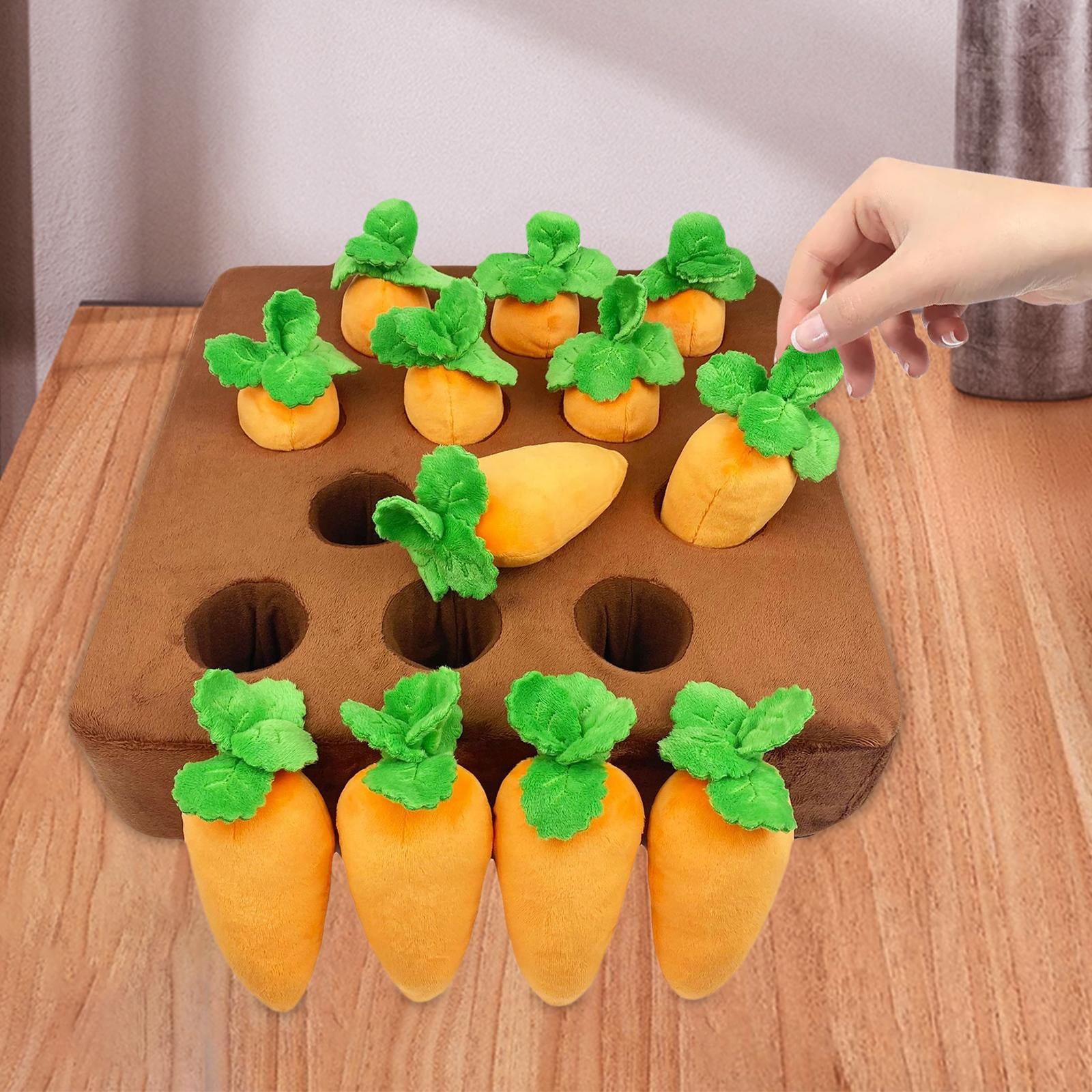 Garden Carrot Plush Toy Vegetable Fruit Pet Interactive Puzzle Foraging Training Educational Toy Increase Dog Enrichment Toys , Multi, 36cmx36cm