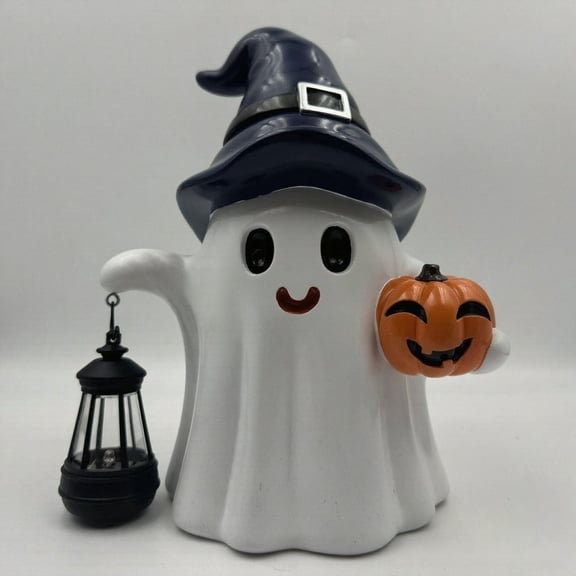 Halloween Ghost Lantern Ornament Light, LED Pumpkin Lantern for Home Decoration, Spooky Halloween Night Light, Perfect for Indoor or Outdoor Holiday Lighting Decor