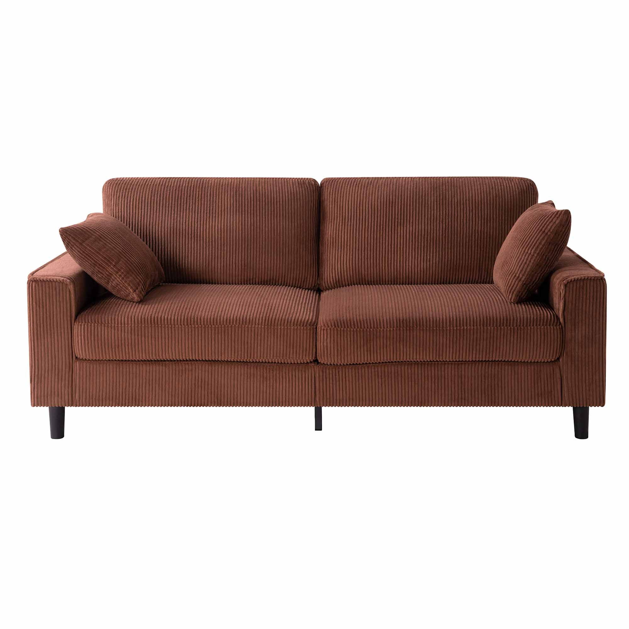 Lunale 82" Modern 3-Seater Sofa, Corduroy Upholstered Couch for Living Room, Orange