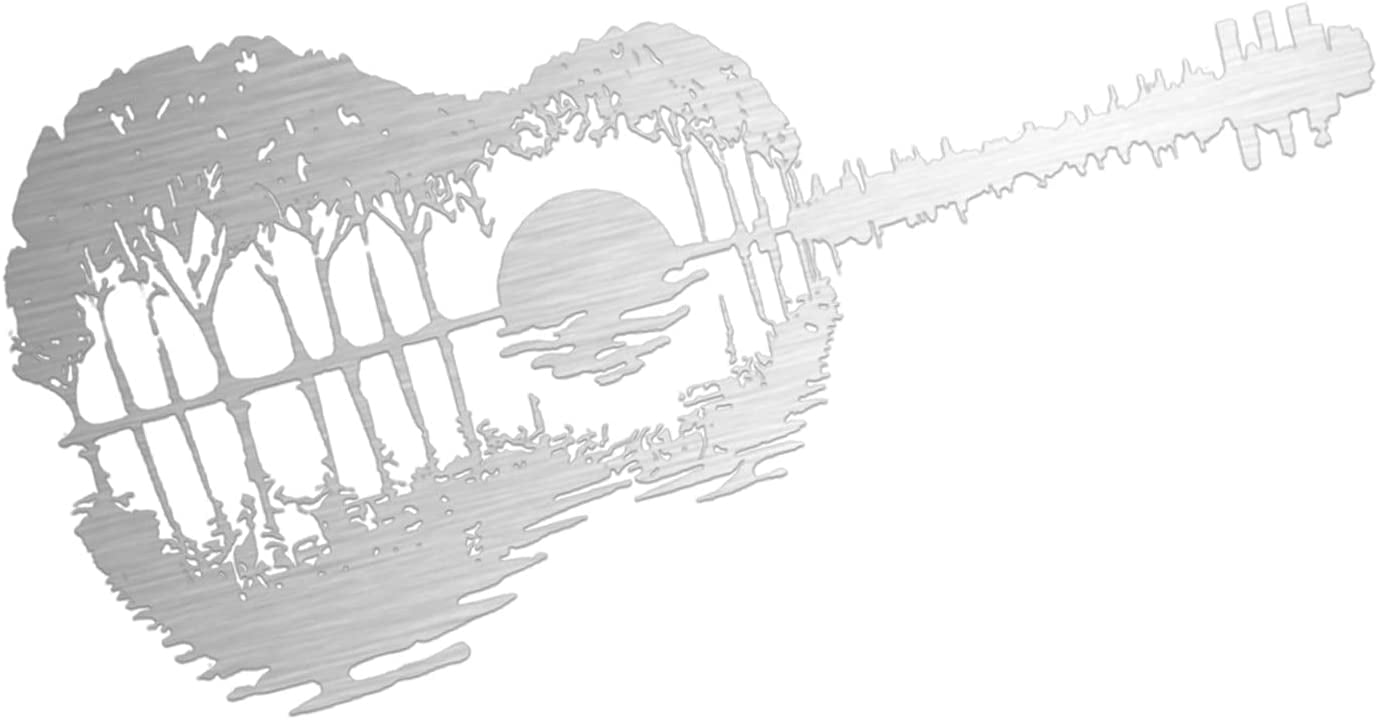 Eastjing Guitar Sunset Reflection Metal Wall Art, Guitar Sunset