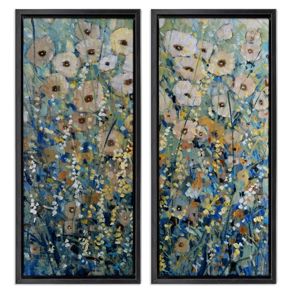 Stupell Industries French Country Sunny Field of Flowers Black 2pc Floating Frame Art Set, 11 x 25 each, by Tim OToole