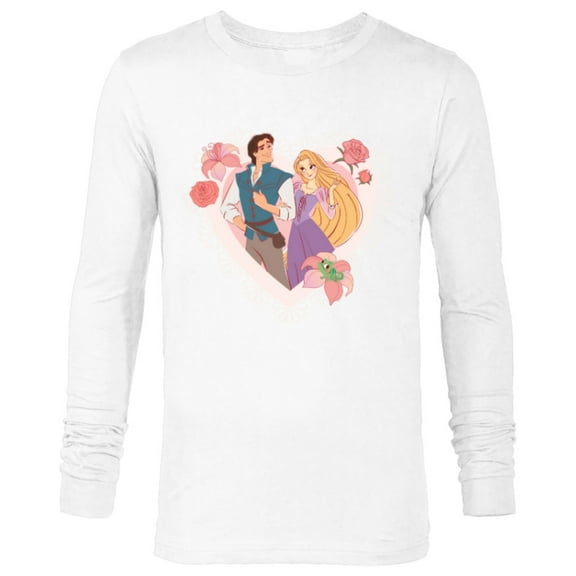Disney Princess Rapunzel & Flynn Rider Valentine’s Day Heart - Long Sleeve T-Shirt for Men - Customized-White