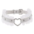 thumbnail image 1 of Collar de gargantilla de cuero para mujeres y niñas, collar de gargantilla de corazón gótico punk rock, collar de encaje, 1 of 5