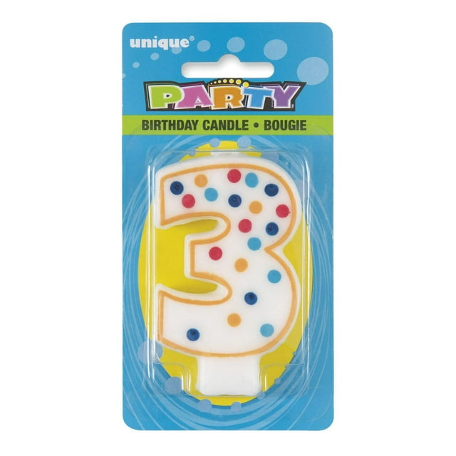 Unique Industries' Polka Dot Number "3" Birthday Candle