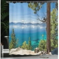 thumbnail image 4 of Ambesonne Nautical Shower Curtain, East Shore of Lake, 69"Wx75"L, Green Blue, 4 of 5