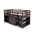 thumbnail image 5 of Tcbosik Loft Bed with Rolling Desk, Twin Size Low Loft Bed with Storage Cabinet and Open Shelves, Built-in Ladder and Full-Length Guardrail for Kids Teens, Espresso, 5 of 10