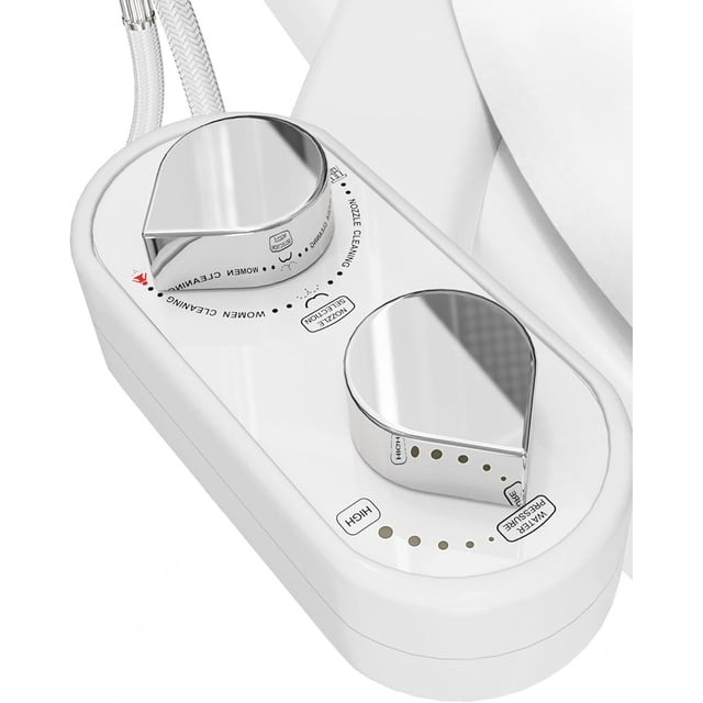 Accesorio de bidé trasero transparente para inodoro - Asiento de inodoro para bidé de doble boquilla autolimpiante con presión de agua ajustable - Fácil instalación - Accesorios higiénicos para inodor