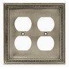Brainerd 64768 Beaded Brushed Satin Pewter Double Duplex Wall Plate Cover