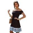 thumbnail image 1 of Seyurigaoka Women's Casual Dress off Shoulder Flower Printed Patchwork Sundress, 1 of 8