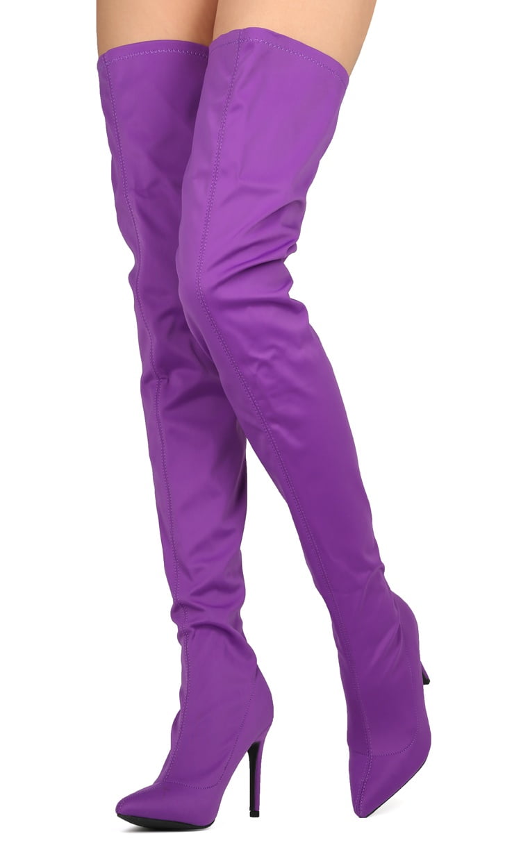 fabric thigh high boots