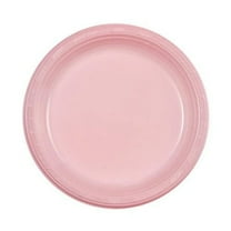 EcoQuality 9 inch Pink Round Plastic Salad Plate – Disposable Plate for Appetizers, Salads, Desserts, Parties, Catering, Weddings, Buffets, Everyday Use, Elegant Tableware for Events (50)