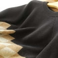 thumbnail image 5 of Oversized Sweaters for Women Fashion Drop Shoulder Plaid Colorblock Tops Loose Fall Winter Long Sleeve Crewneck Pullovers Sweater, 5 of 5