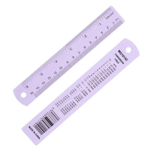 6 Inch Metal Ruler, Aluminum Alloy Metric Ruler with Inches and Centimeters Precision Measuring for Office Engineering Drafting, Purple