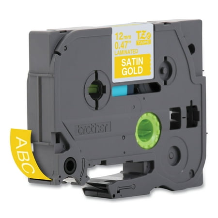 UPC: 0012502626152 | Brother Genuine P-touch TZE-MQ835 Tape  1/2  (0.47 ) Standard Laminated Label Maker Tape  White on Satin Gold  0.47 in. x 16.4 ft.  TZEMQ835