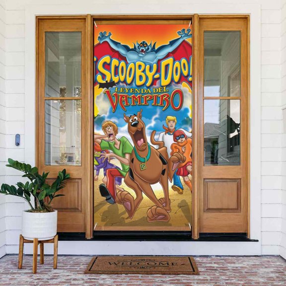 Scooby-Doo Door Cover Polyester Banner Outdoor Decoration Accessories For Porch Garden Patio Party Backdrop, 35.4 X 72.8 Inches