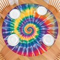 thumbnail image 2 of Colorful Rainbow Tie Dye Spiral Pattern Round Fitted Tablecloth with Elastic Edge,Dining Table Cover Waterproof,Outdoor Round Tablecloth for Camping,Dining,Indoor and Outdoor, 2 of 7