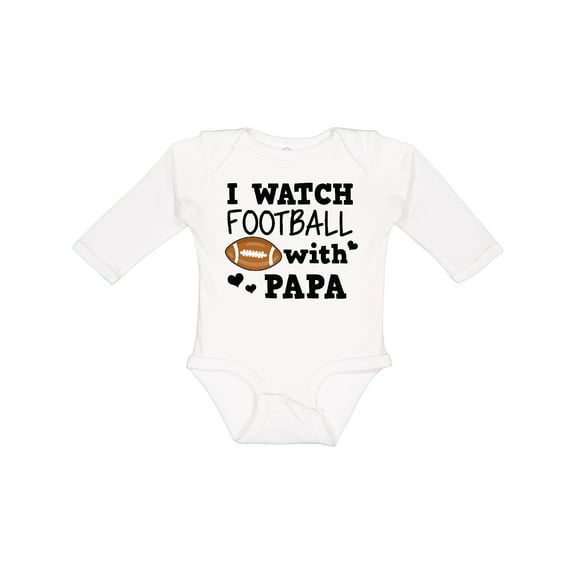 Inktastic I Watch Football with My Papa Gift Baby Boy Long Sleeve Bodysuit
