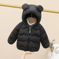 thumbnail image 2 of Winter Coat Little Boys Girls Puffer Coat Cute Black Bear Ear with Hoods Zipper Up Down Coats for Baby Girls Winter Warm Outerwear Baby Boy Clothes 3T, 2 of 5