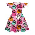 thumbnail image 5 of Halloween Girls Dress Size 7 Flutter Sleeve Cute Sundress Summer Party Pumpkin Ghost Novelty Crew Neck Girls Fashion Dresses Pink 9-10 Yaers, 5 of 5