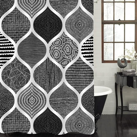 Bohemian Fabric Shower Curtain, Circle Shower Curtain Liner