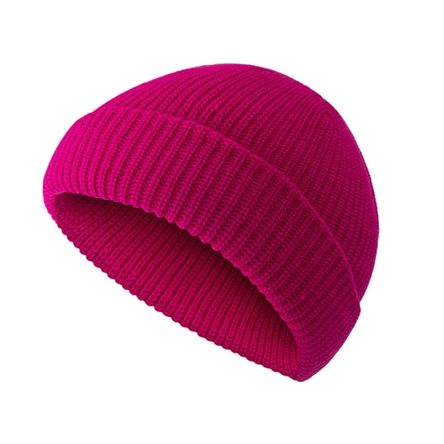 Qarigey Gorro de lana de tendencia, buena elasticidad, gorras clásicas de pescador sin borde, tocados crimpables a prueba de viento para montañismo, Sombreros rojo rosa intenso Qarigey AP009365-19B