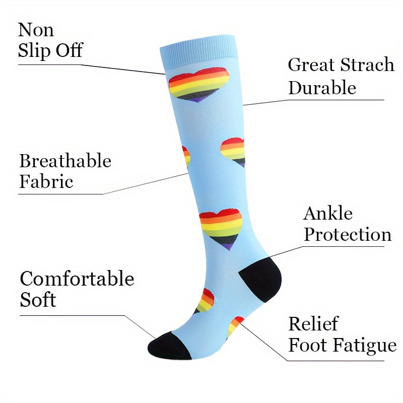 8 Pairs Compression Socks for Men Women Knee Support Hose Medias De Compresion Para Mujer Nurse Nursing School Student Accessories for Work Leg Long Stockings Pregnancy Maternity Travel