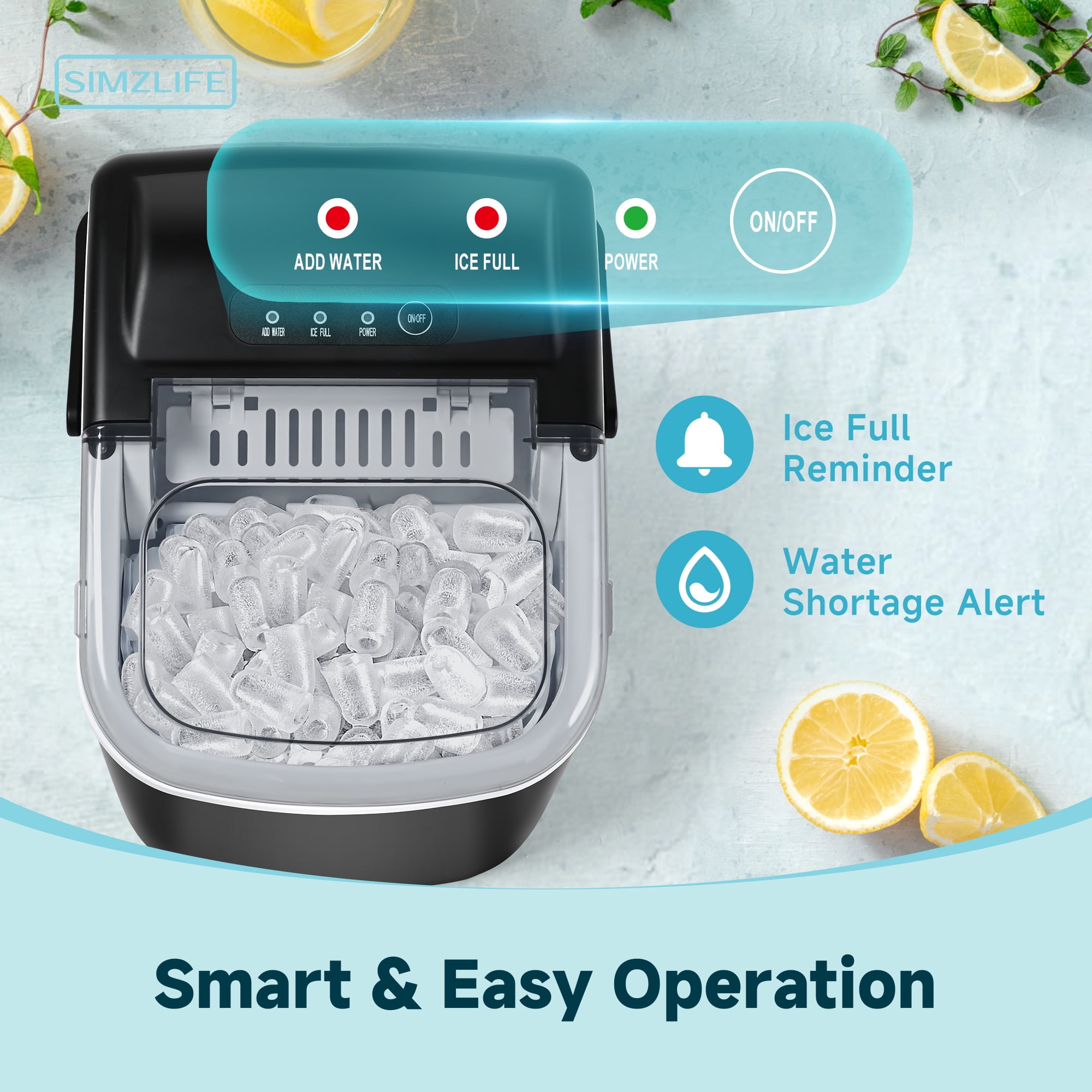Simzlife 26 lbs/24H Countertop Ice Maker Machine, 9 Bullet Simzlife 26 lbs/24H Countertop Ice Maker Machine, 9 Bullet