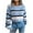 Blue, variant on IROINNID Womens Sweater Round Neckline Pullover Sweater Stripes Casual Short Length Long Sleeve Sweater Autumn Blouse Tops