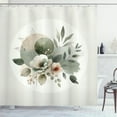 thumbnail image 4 of Ambesonne Monstera Shower Curtain, Minimalist Watercolor Floral Arrangement in Delicate Neutral Tones, Cloth Fabric Bathroom Decor Set with Hooks, 69" W x 75" L, Pale Sage Green Coconut, 4 of 10
