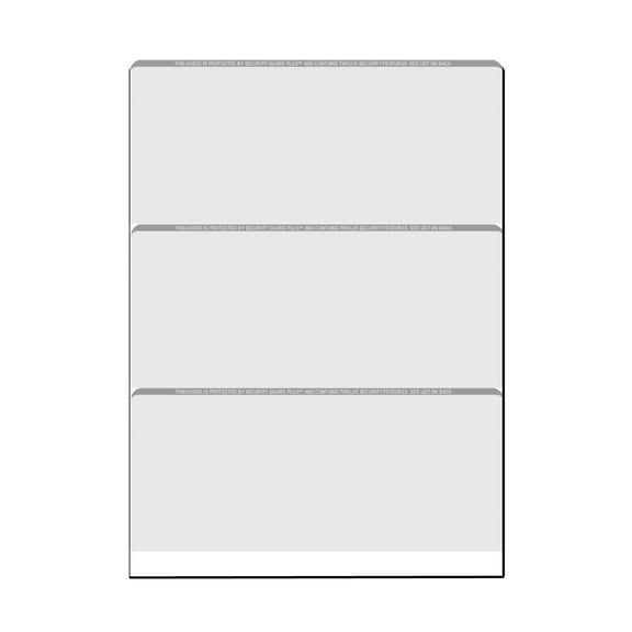 Zapco High-Security Check Paper, Off-White w Complex Background Pattern, 8-1/2" x 11", Microperfed with 3-Up Checks, 12 Security Features - PACK OF 250 SHEETS