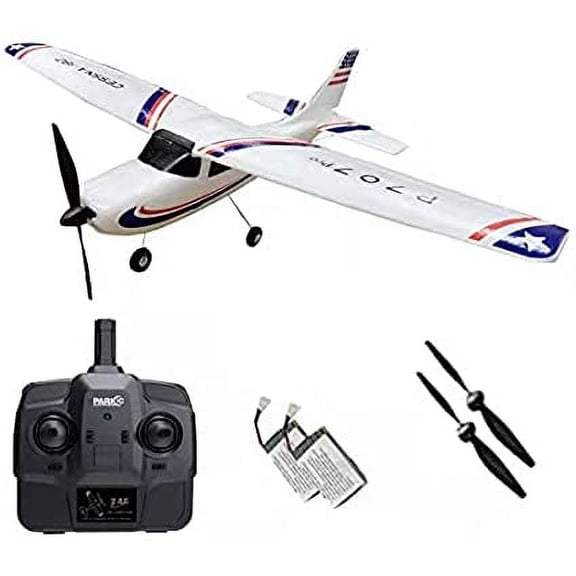 New P707 PRO 3Ch RC Airplane with GYRO, Fixed Wing Plane Outdoor Toys with 2.4G Transmitter, Extra Battery and Propeller (LED Light)