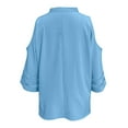 thumbnail image 5 of HAiming Womens Cold Shoulder V-Neck Shirts Trendy Half Zip Long Sleeve Tops Casual Solid Color Loose Blouses, 5 of 5