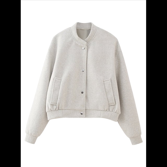 Chaqueta de Color Liso para Mujer, Chaqueta Corta Informal de , Chaqueta de Larga con Cremallera, Abrigo, Ropa de Abrigo Beige XS