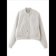 thumbnail image 1 of Chaqueta de Color Liso para Mujer, Chaqueta Corta Informal de , Chaqueta de Larga con Cremallera, Abrigo, Ropa de Abrigo Beige XS, 1 of 5