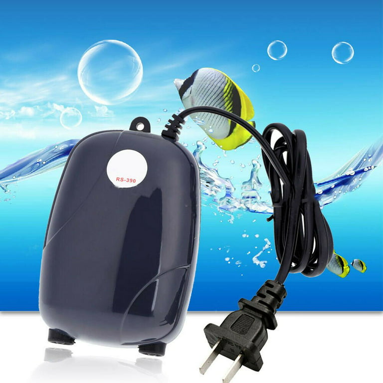 Portable Aquarium Fish Air Pump, Quiet Dual Outlet Fish Tank Aerator,  Oxygen Pump with 2 Air Stone, for Fish Tank