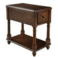 thumbnail image 3 of JESONVID Narrow Open End Table with Drawer, Solid Wood Side Table 2-Tier Skinny Table with Storage Shelves Slim Nightstand Small Sofa End Table for Living Room Bedroom-Mahogany 004DWA, 3 of 8