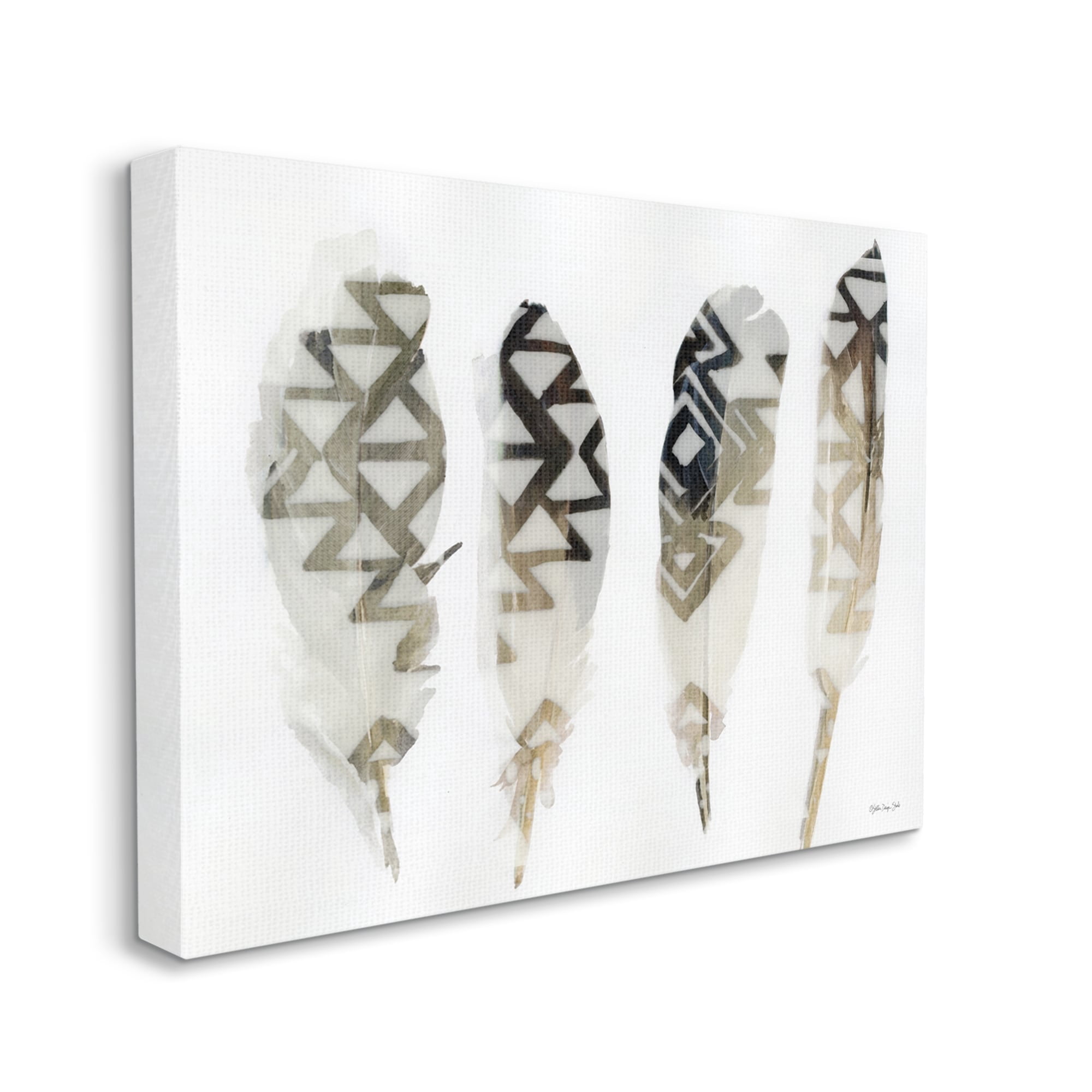 Stupell Industries Abstract Modern Bird Feathers Geometric Aztec Pattern Overlay, 30 x 24, Design by Stellar Design Studio