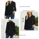 thumbnail image 4 of Camisas Henley para mujer con botones y cuello en V, blusa informal de manga larga para mujer, suave y transpirable, para el hogar, viajes, oficina, negro, XXL, 4 of 5